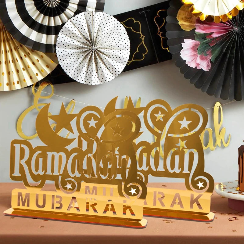 Ramadan Tray Table Centerpieces Plate Acrylic Ramadans Eid Mubarak Decorations for Home 2025 Islam Muslim Festival Party Gifts