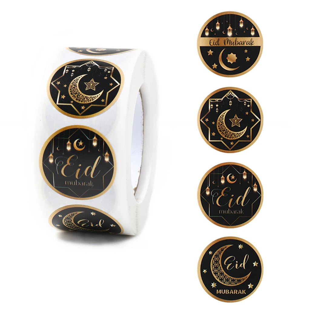 EID Mubarak Stickers Ramadan Decoration 2025 For Favor Gifts Label Ramadan Kareem Islamic Muslim Party Eid Al Adha Gifts