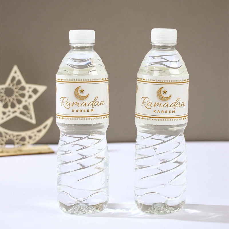 10Pcs Eid Mubarak Bottle Labels Wrapper Adhesive Stickers Ramadan Kareem Decor for Home Water Bottle Cover Party Decor