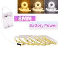 AA Battery Box 5V COB LED Strip 3MM 5MM 8MM 320LEDs/M High Density Flexible RA90 3000K 4000K 6000K FOB Tape Rope Night Lights