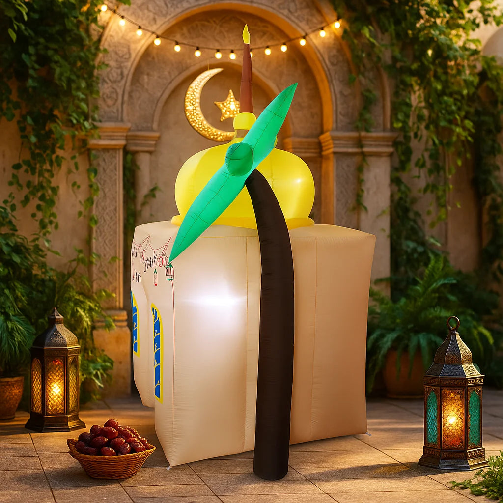 Ramadan Eid Mubarak Inflatable Decorations with LED Lights Muslim Islamic Holiday DIY Party Supplies  Outdoor Yard Ornament