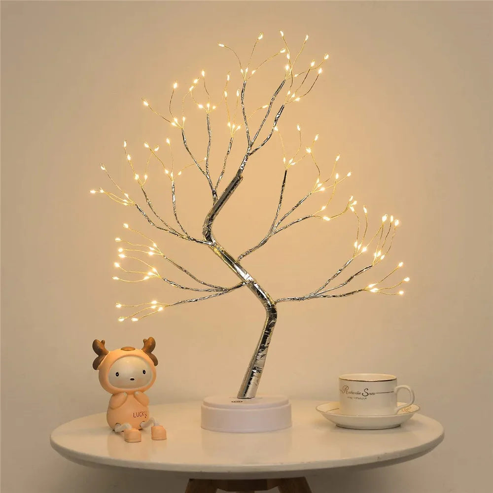 Light Tree Table Top LED Shimmery Tree Light USB/Battery-Powered Touch Switch Night Light Branch Lights for Holiday Home Decor