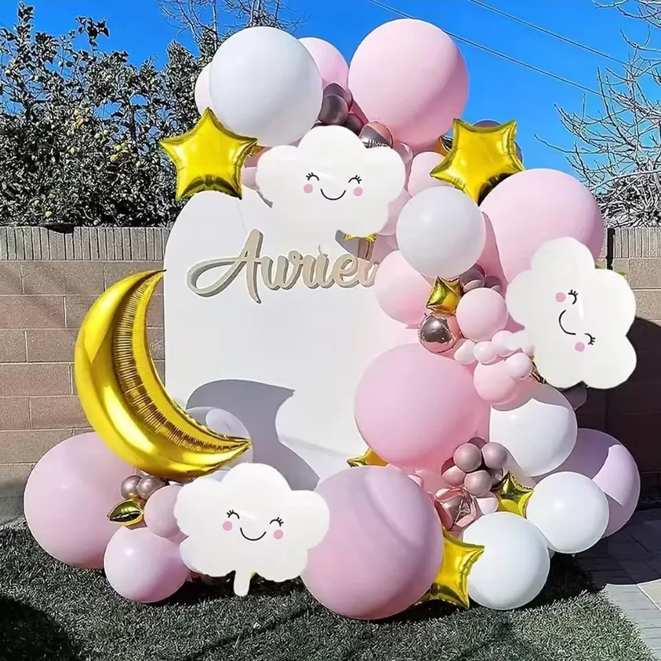 Moon Star Cloud Mylar Balloon Kit for Baby Shower Birthday Wedding Anniversary Engagement Party Ramadan Festival Scene Decoratio