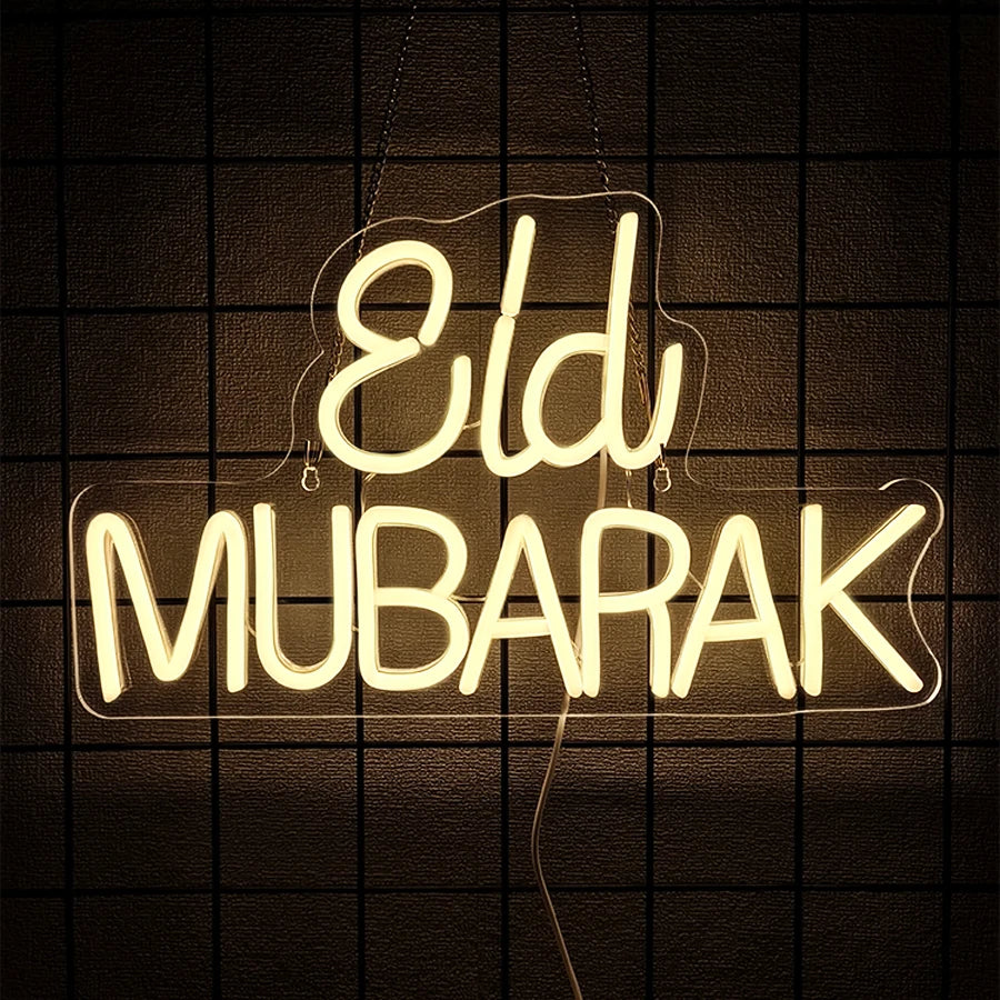 Eid Mubarak Neon Sign For Wall Decor, Muslim Door Window,  Islamic Living Room,  Bedroom, House Party, Club Decoration, Gifts