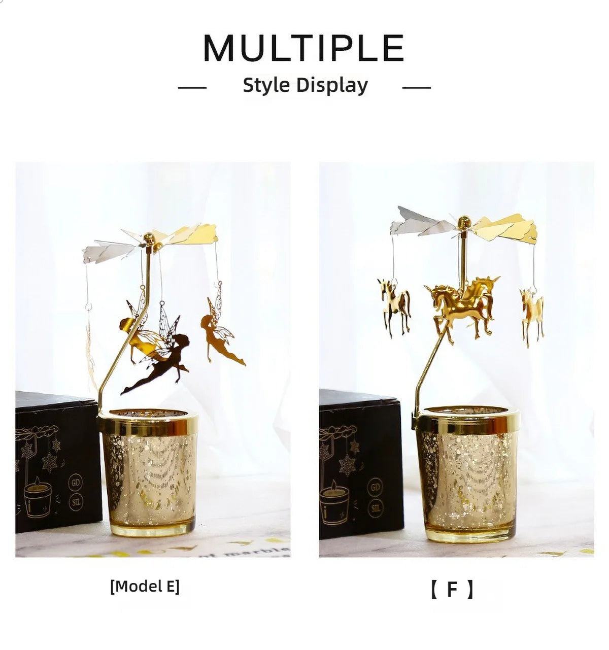 Gold Metal Rotating Tealight Candle Holder for Table Design Candlesticks‌ - Elegant Dining Room Decor, Unique Centerpiece