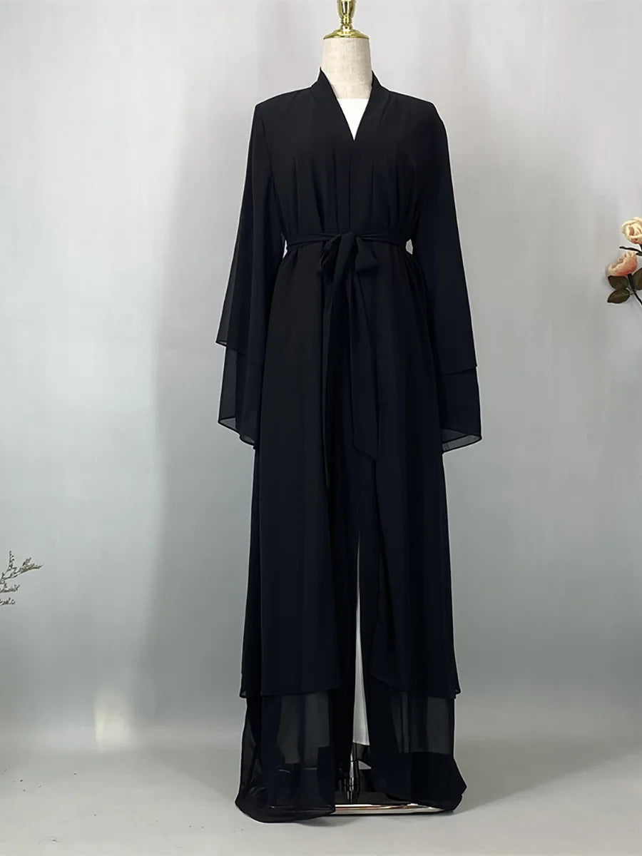 2025 Ramadan Kebaya Chiffon Open Abaya – Modest Women Muslim Kaftan Dress