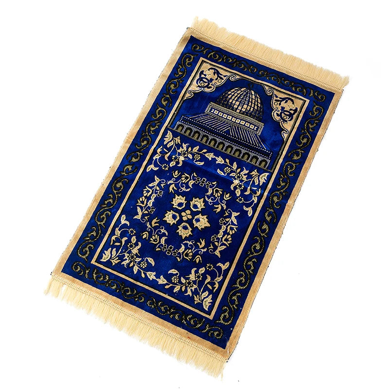 Islamic Velvet Thick & Soft Prayer Rug - Traditional Floral Muslim Mat
