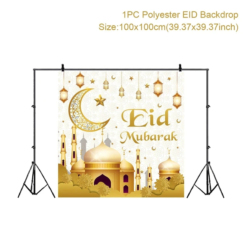 Eid Mubarak Balloons Background Ramadan Kareem Decoration Ramadan Mubarak Islamic Muslim Happy Eid Festival Party Supplies 2025