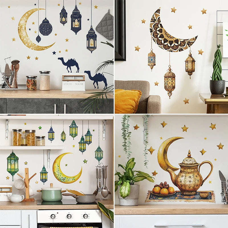 Ramadan Decorative Sticker Wall Decoration Eid Mubarak Stickers Islamic Home Decor Muslim Party Decals Islamic Gifts