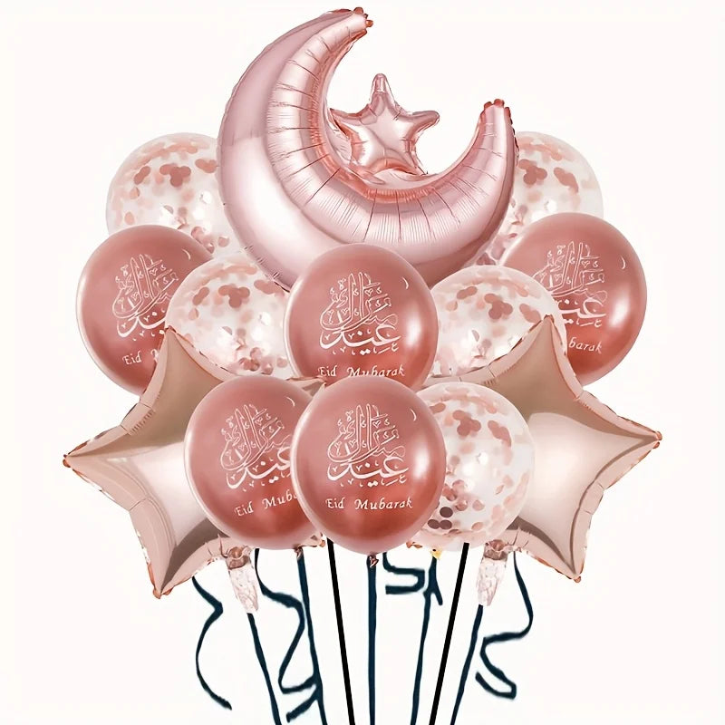 11pcs Eid Mubarak Ornament Moon Star Foil Balloon Colorful Ramadan Home Decoration Kareem Islamic Muslim Party Decor Supply