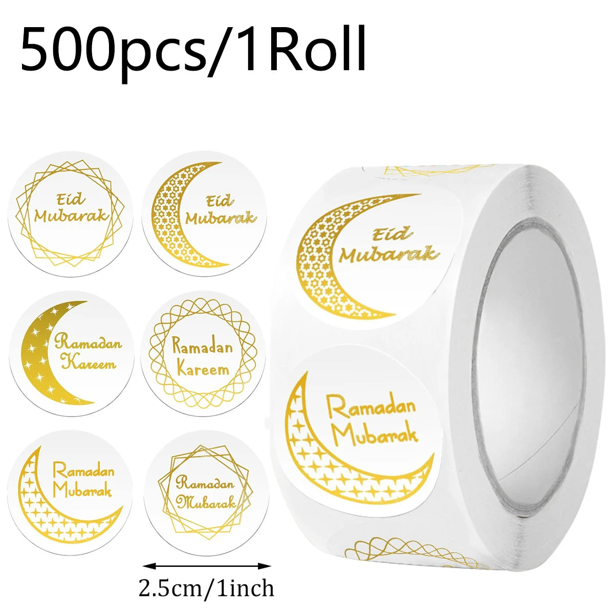 New EID Mubarak Stickers Gift Bag Candy Box Seal Lables Ramadan Kareem Paper Sticker Party DIY Decoration