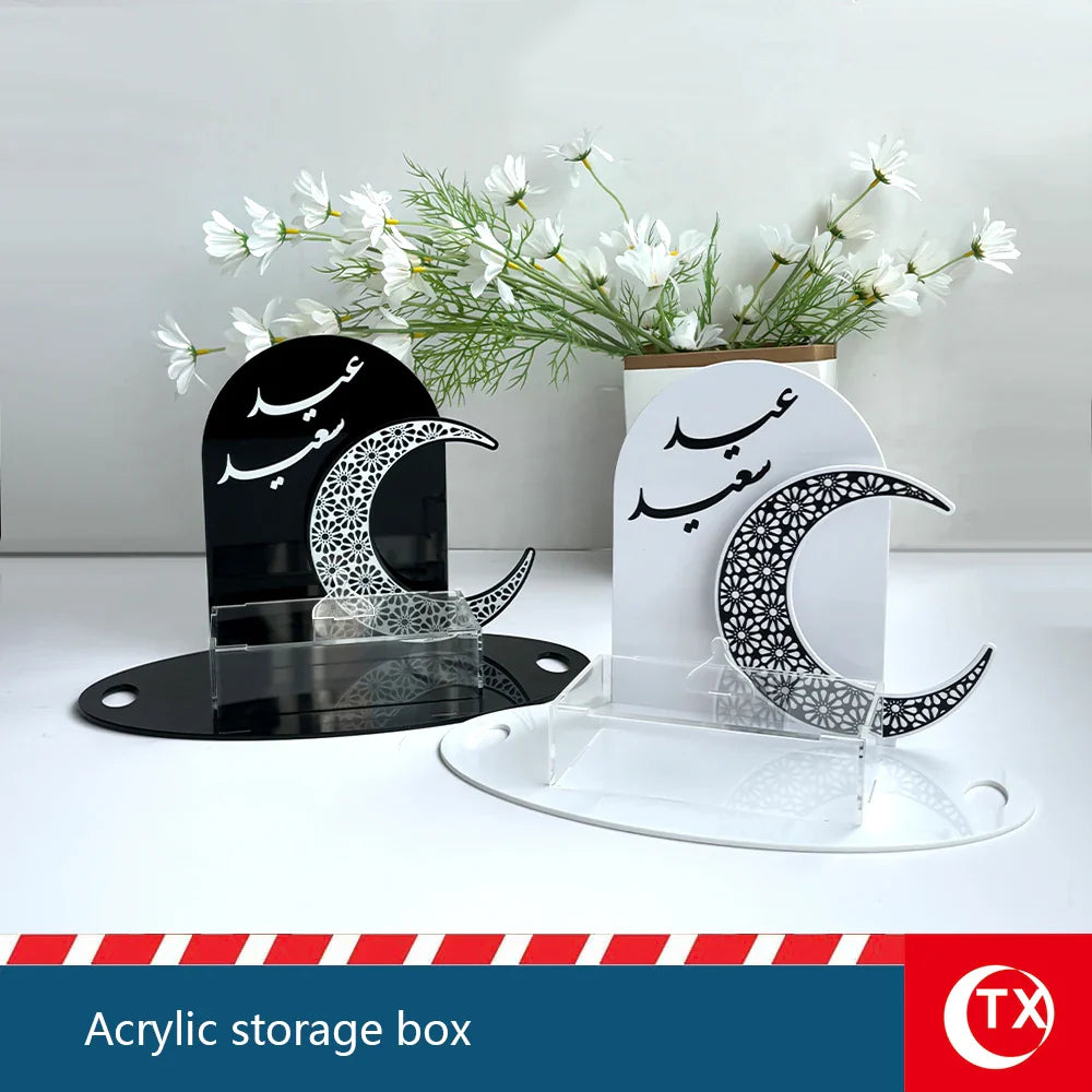 Ramadan Acrylic Dessert Serving Stand Crescent Moon, Elegant Tabletop Display for Sweets, Treats & Entertaining Guests