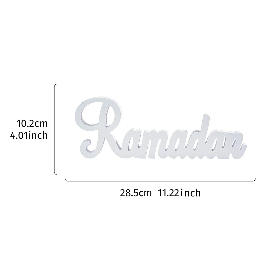 1PC, a creative and simple white snowflake board material mubarak and Ramada letter decorative item