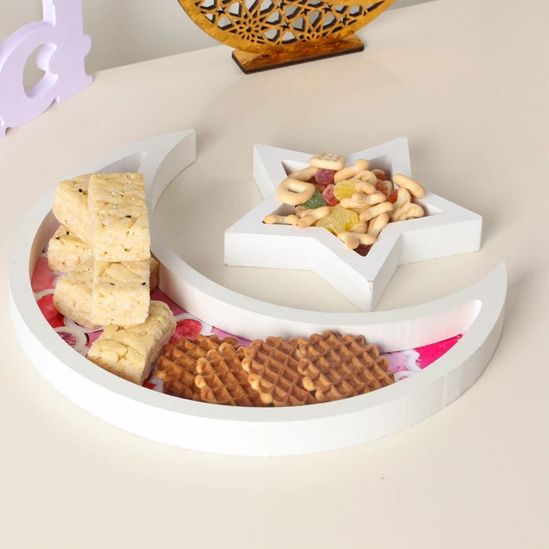 EID Mubarak Decor Wooden Tray Ramadan Decoration for Home Islamic Muslim Party Decor Mubarak Ramadan Kareem Gift Eid Al Adha