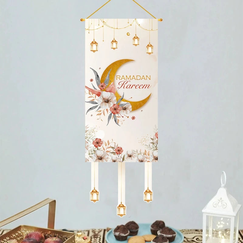 Eid Mubarak Decoration Hanging Flag Eid Mubarak Decor 2025 for Home Islamic Muslim Party Decor Ramadan Kareem Eid Al-Fitr Gift