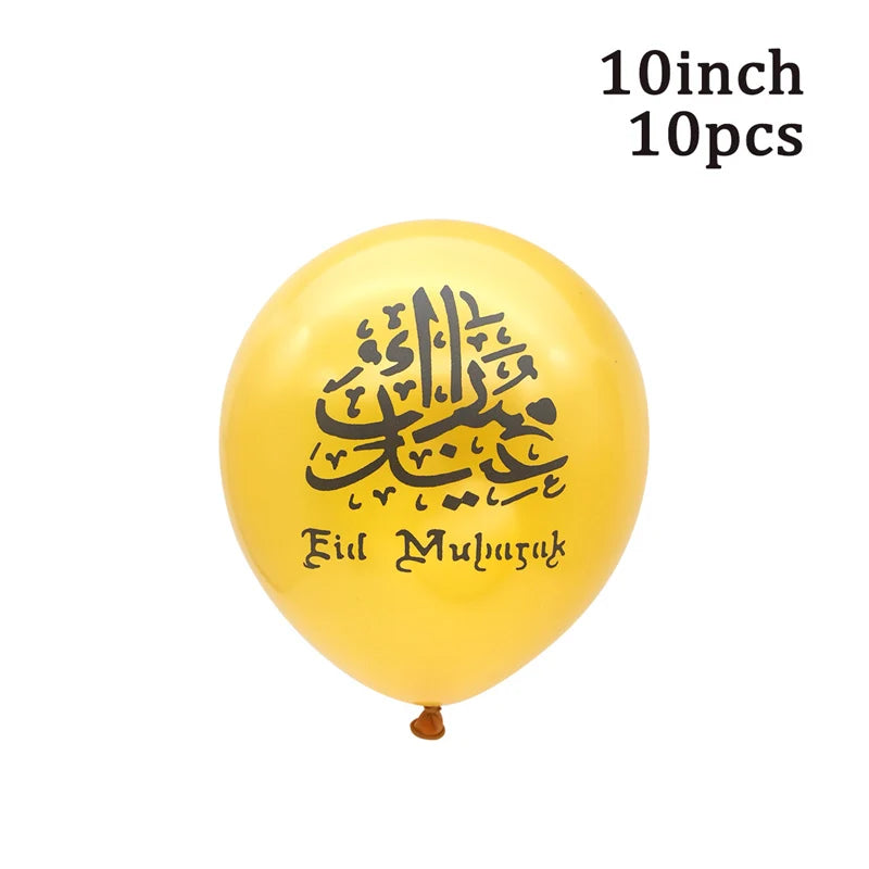 10Pcs Eid Umrah Mubarak Latex Balloon Ramadan Kareem Festival Muslim Islamic Ramadan Party Eid Al-Firt Home Decoration Supplies