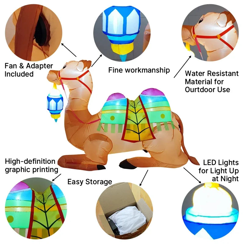 Inflatable Ramadan Decoration Eid Mubarak Muslim/Islamic Decorations Built-in LED Lights Inflatable Toys Outdoor Garden Decor