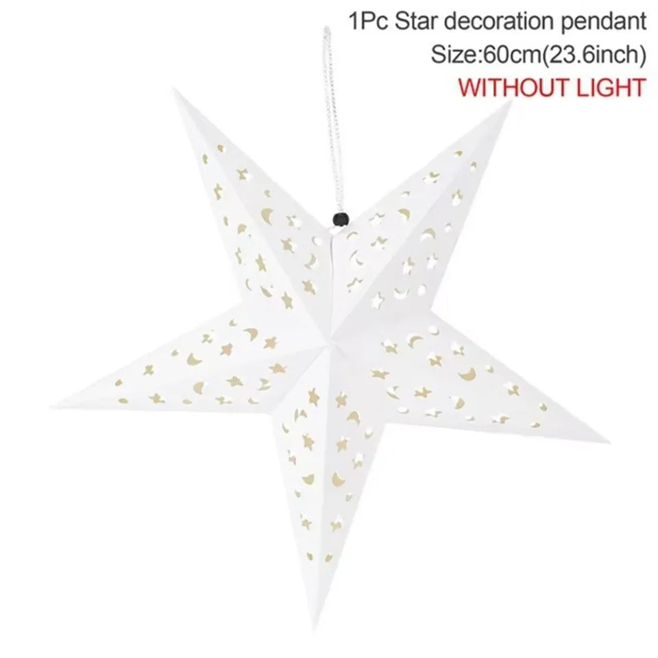30/45/60cm Hollow Out Star Hanging Pendant Eid Mubarak Decoration Islam Muslim Light Paper Lantern Star Home Party Ramadan Decor