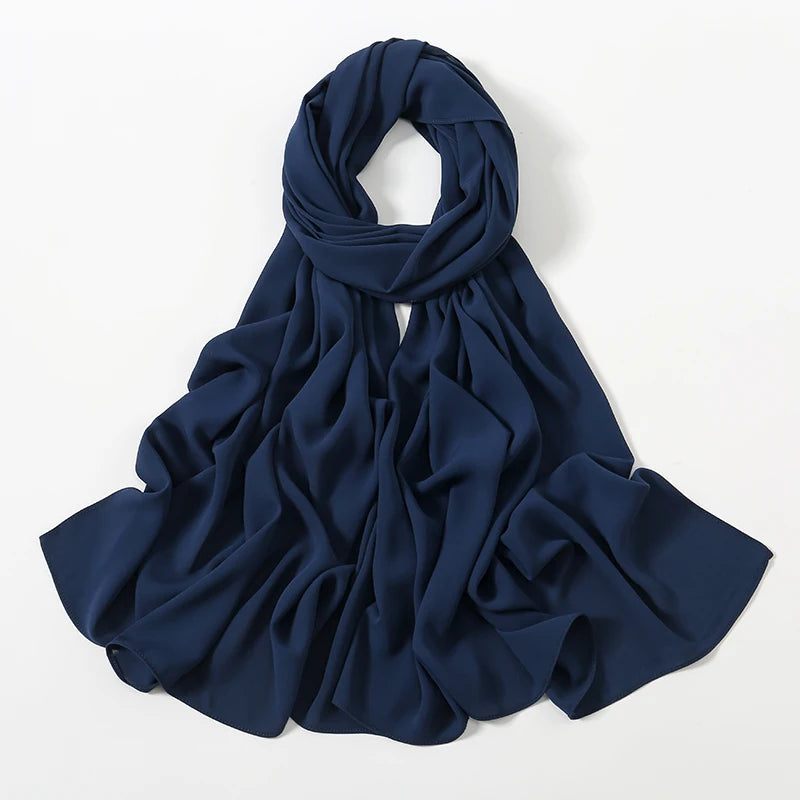 Women Chiffon Hijab Ramadan Abayas Premium Chiffon Scarf Shawl Muslim's dresses Hijab Cloth Islam Turban Solid Color Wraps