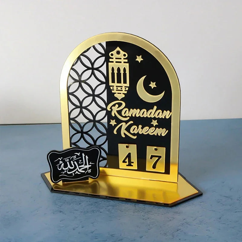 Acrylic Ramadan Countdown Calendar Gifts Day of Ramadan Calendar with Replacing Number 2026 Eid Mubarak Home Decoration