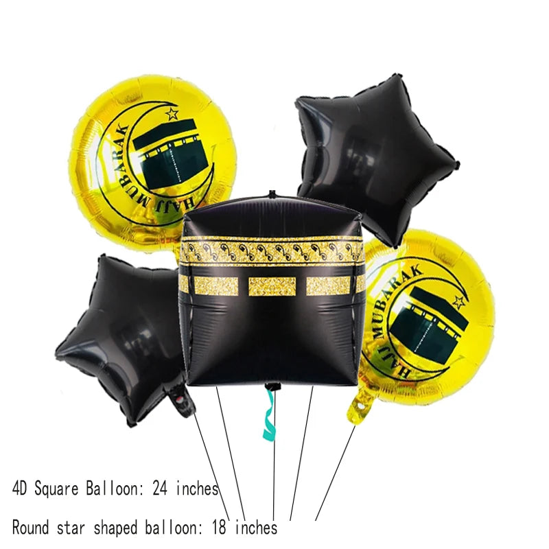 Eid Mubarak Round Star Moon Foil Balloon Ramadan Kareem Islamic Muslims Umrah Mubarak  Eid al Fitr Festival Party Decor Supplies
