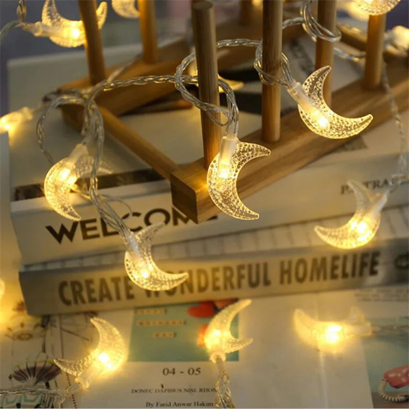 Eid Mubarak Moon Star LED String Light Eid Islamic Muslim Party Supplies Kareem Ramadan Decoration For Home Eid Al-Fitr Ornament