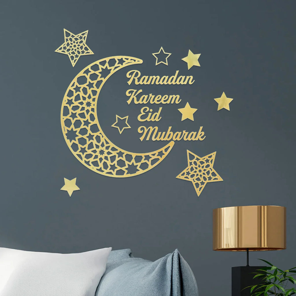 Eid Mubarak Wall Stickers Kareem Ramadan Decoration for Home Islamic Muslim Festival Eid Al-Fitr Party Supplies Window Sticker