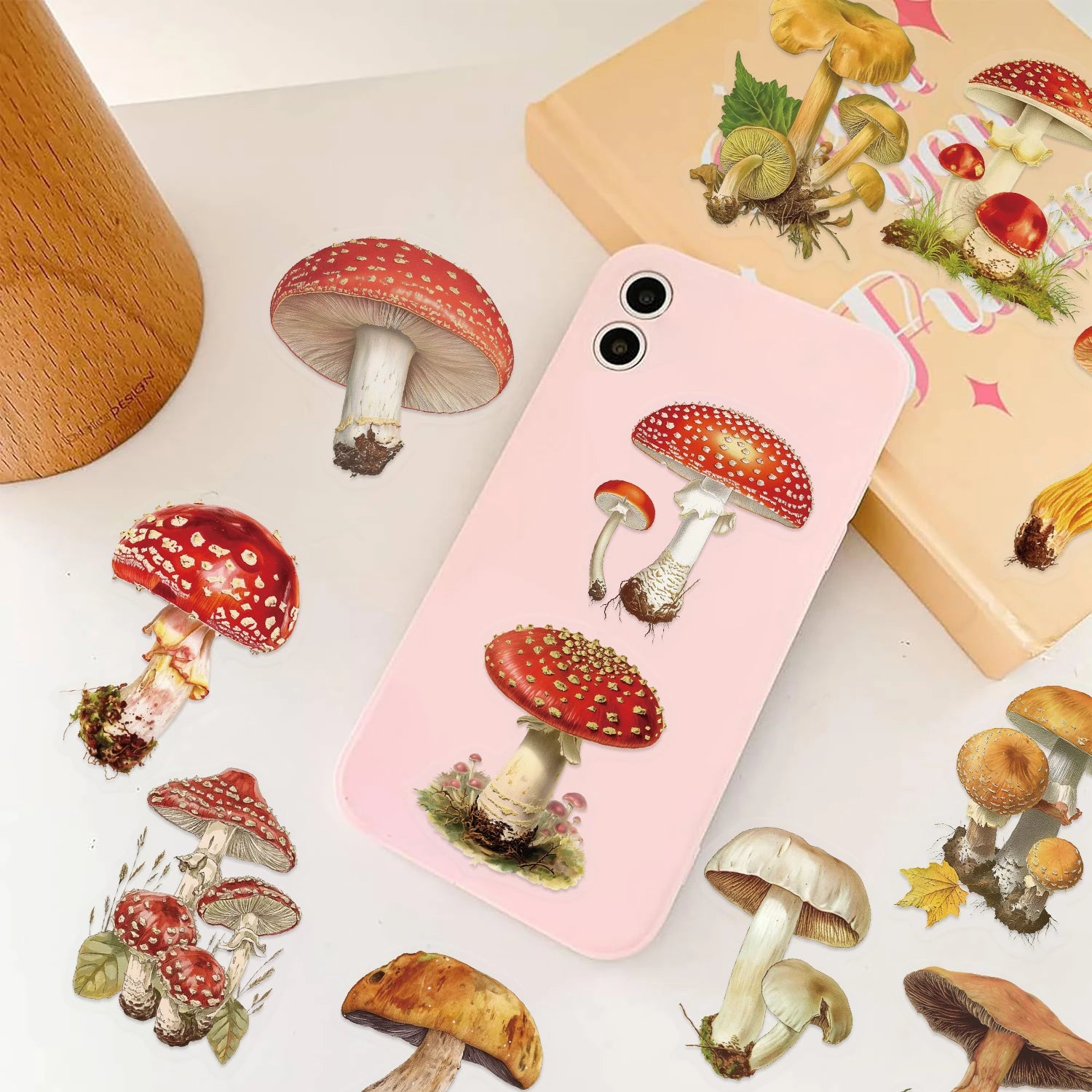 50pcs Retro Mushroom Graffiti Stickers Handmade Account DIY Luggage Notebook Motorcycle PET Waterproof Stickers