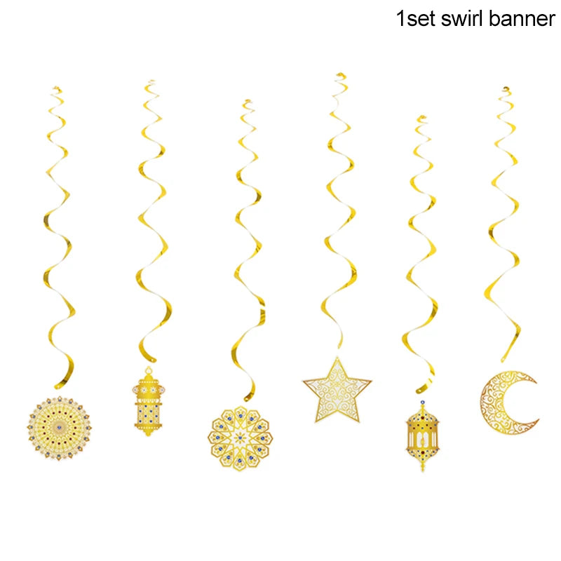 Eid Mubarak Party Tableware Set Gold Disposable Plate Cup Napkins Banner 2026 Islamic Muslim Supplies Ramadan Kareem Decorations