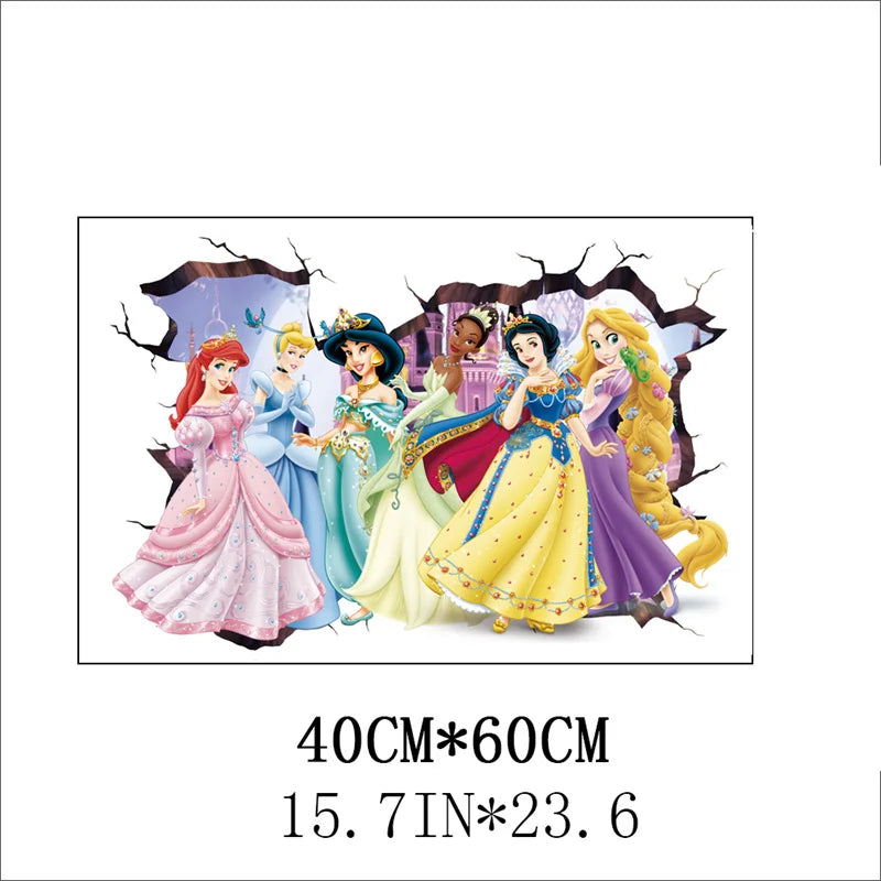 Cartoon Princess Wall Stickers Snow White Cinderella Aurora - PVC Decals for Girls Room Home Decor Mural Art Kids Wall Art