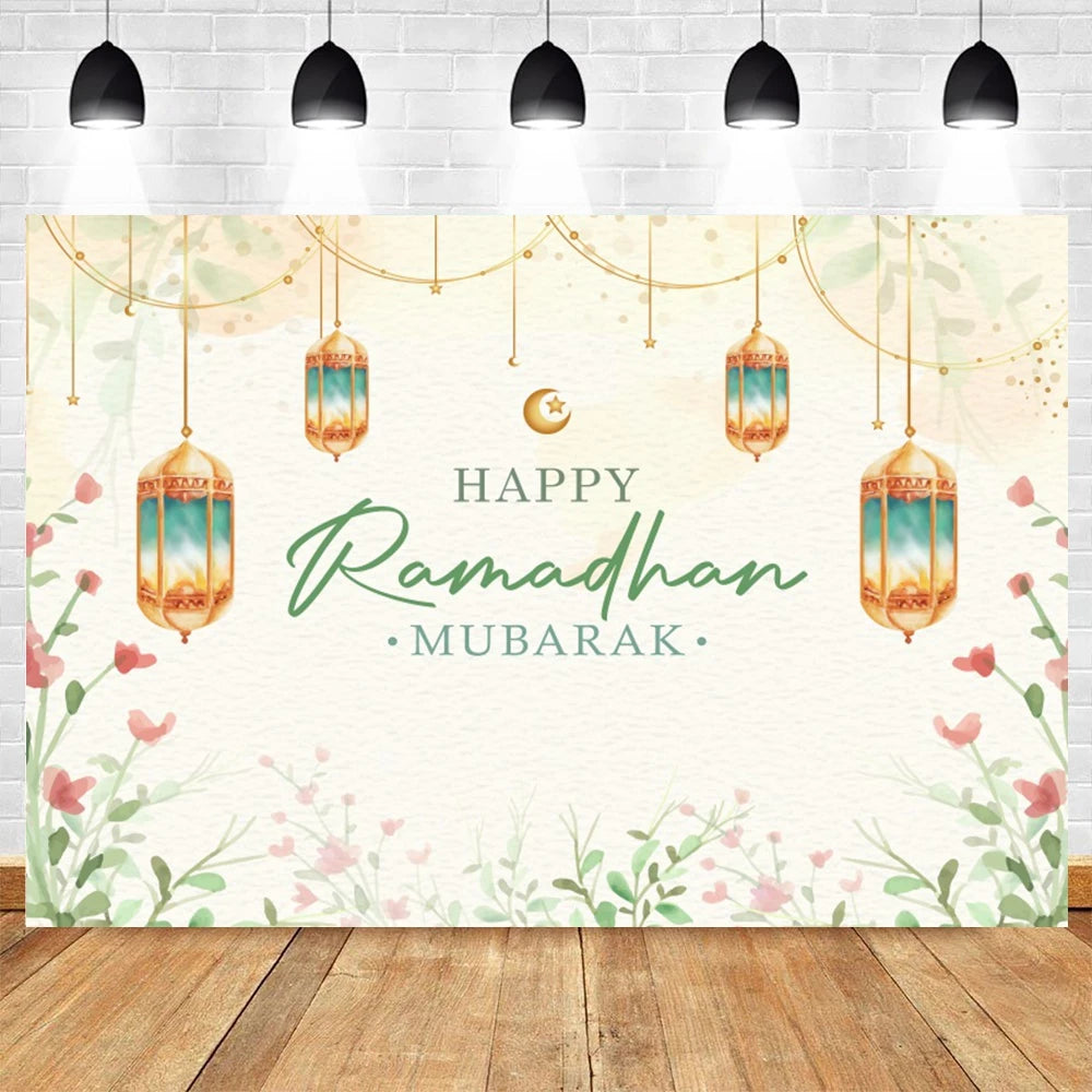Eid Mubarak Backdrop for Photography EID Al Adha Muslim Ramadan Kareem Moon Lantern Islamic Eid al-Fitr Photo Background Props
