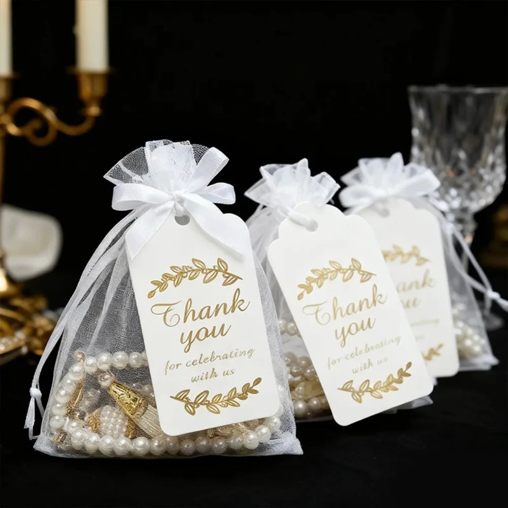 15/30Pcs EID Mubarak Glass Pearls Tassel with Bags and Paper Tag Muslim Islam Prayer Beads Bracelet Hanging Ornament Party Gifts