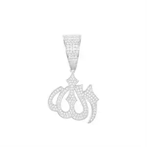 Moissanite Sparkling Full Diamond Islam Muslim Rune Pattern Pendant Allah Religious Necklace 925 Sterling Silver Men's Jewelry