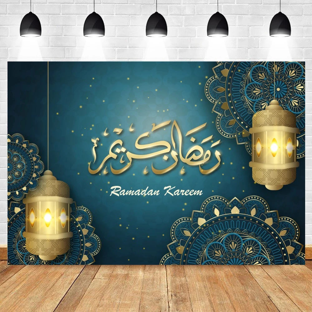 Eid Mubarak Backdrop for Photography EID Al Adha Muslim Ramadan Kareem Moon Lantern Islamic Eid al-Fitr Photo Background Props