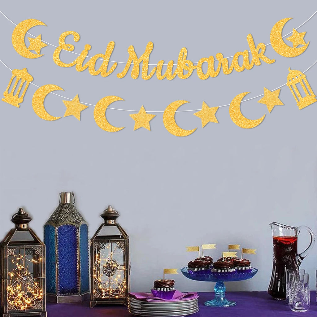 Eid Mubarak Ramadan kareem Banner Pull The Flag Eid Ramadan Decor For Home 2025 Ramadan Muslim Islamic Party Decor Supplies