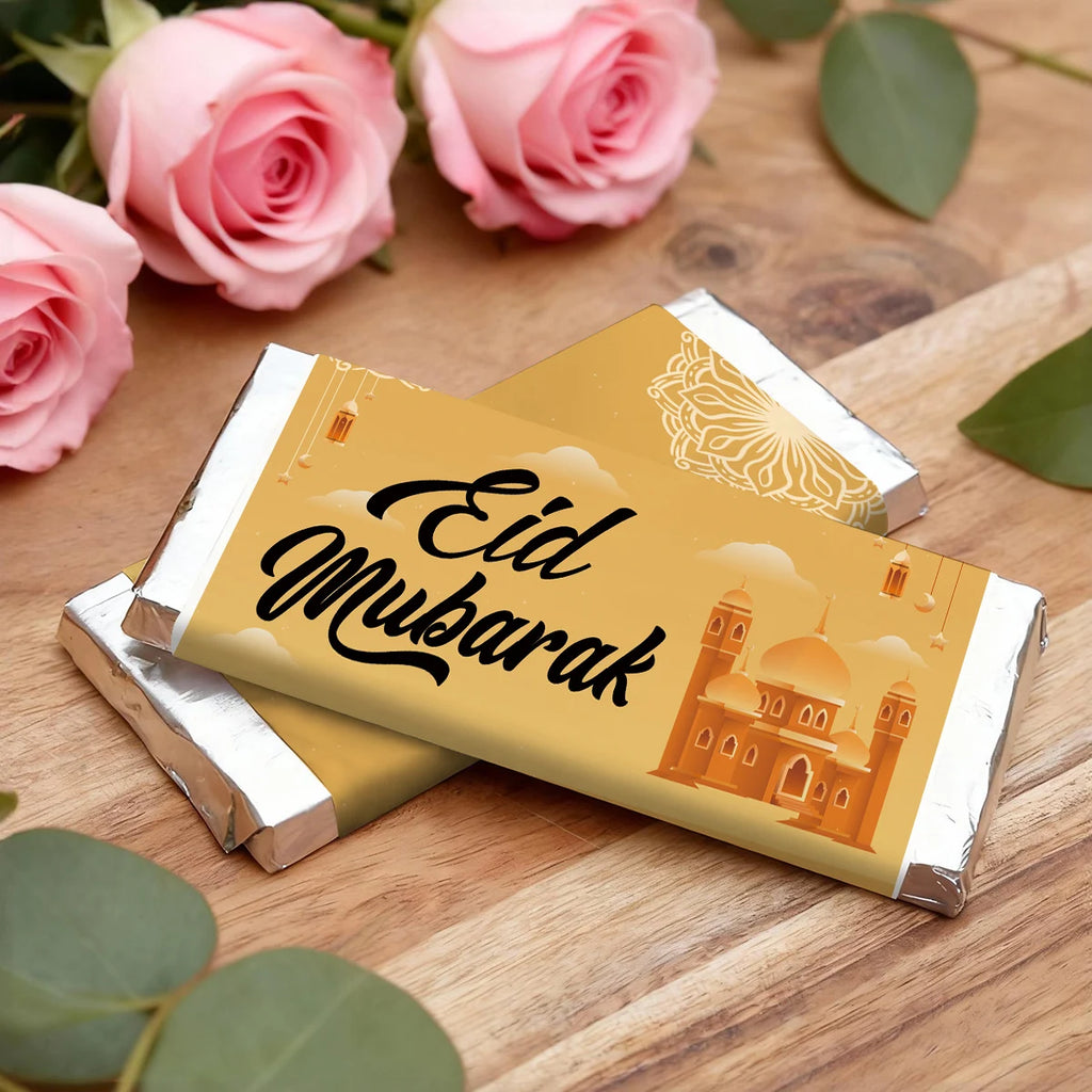 10pcs Eid Mubarak Chocolate Candy Stickers,Mosque&Lantern Crescent Design,Labels For Gift Wrap,Islamic Ramadan Greeting Supplies