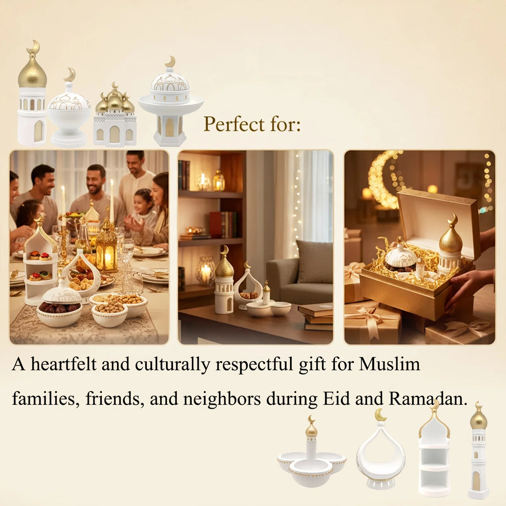 Islamic Ramadan Decor Set - Prayer Table & Shelf Ornaments Featuring Blessing Symbols Resin Material Muslim Home Decor