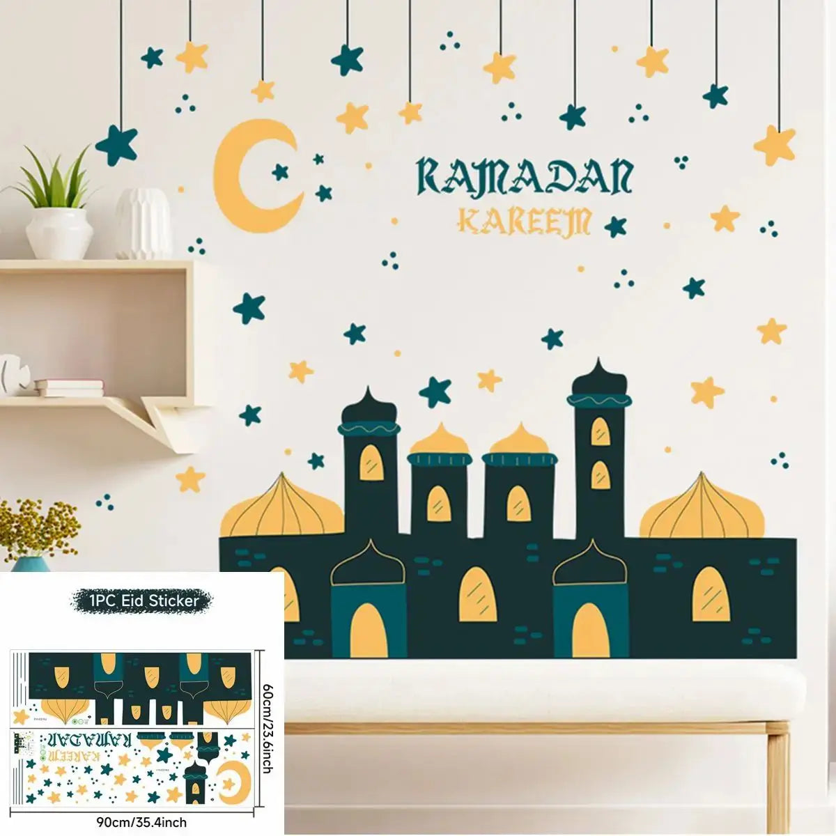 Eid Mubarak Wall Stickers Kareem Ramadan Decoration 2024 For Home Islamic Muslim Party Decor Mubarak Ramadan Window Sticker Gift