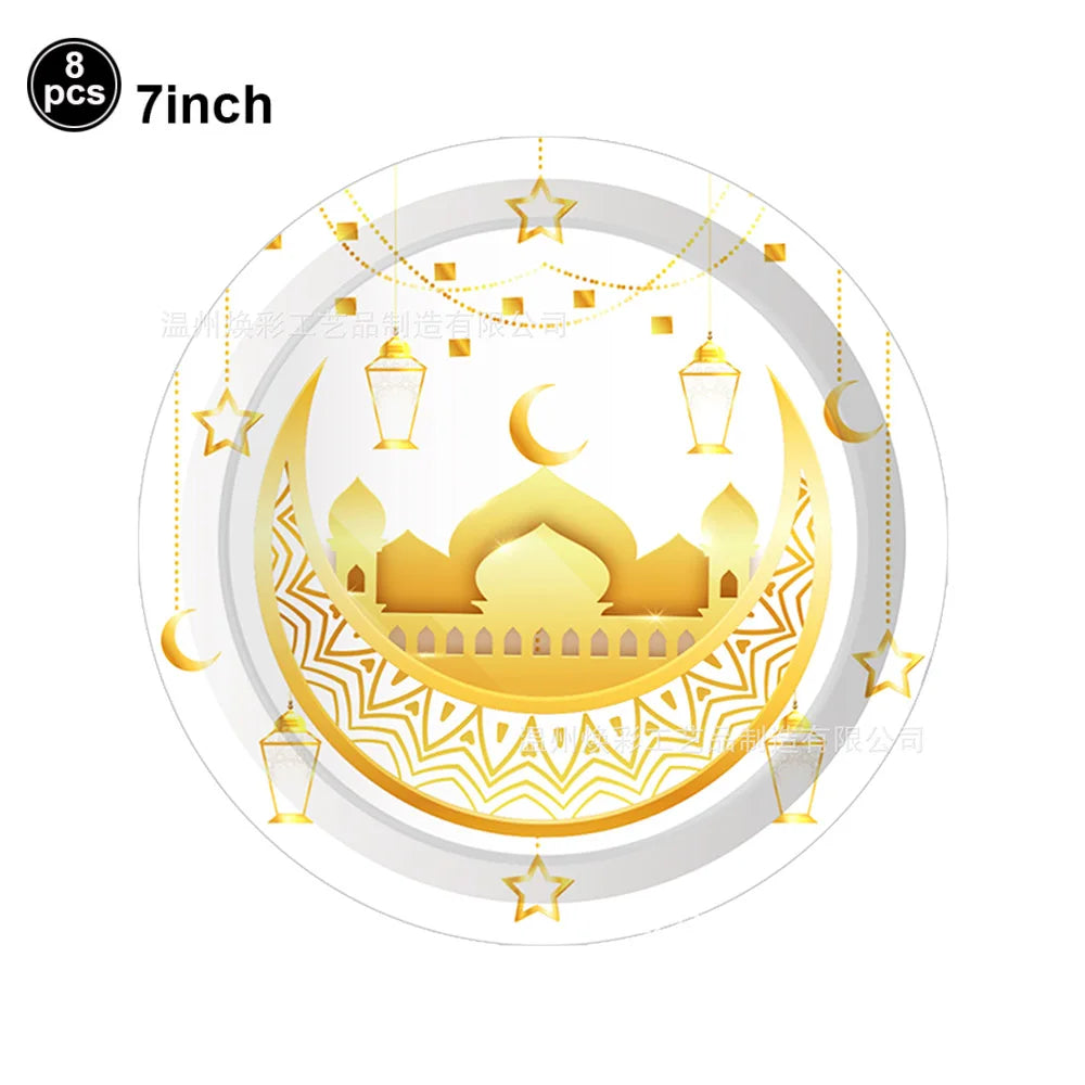 Gold Star Crescent Moon Lantern Ramadan Garland EID Decoration Happy Ramadan Mubarak Party Decor Islamic Nights Party Supplies