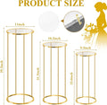 3pcs Cylinder Plant Stand Large Metal Gold Cylindrical Plant Stand Display Pillars for Party Flowers Birthday Wedding Decor Supp