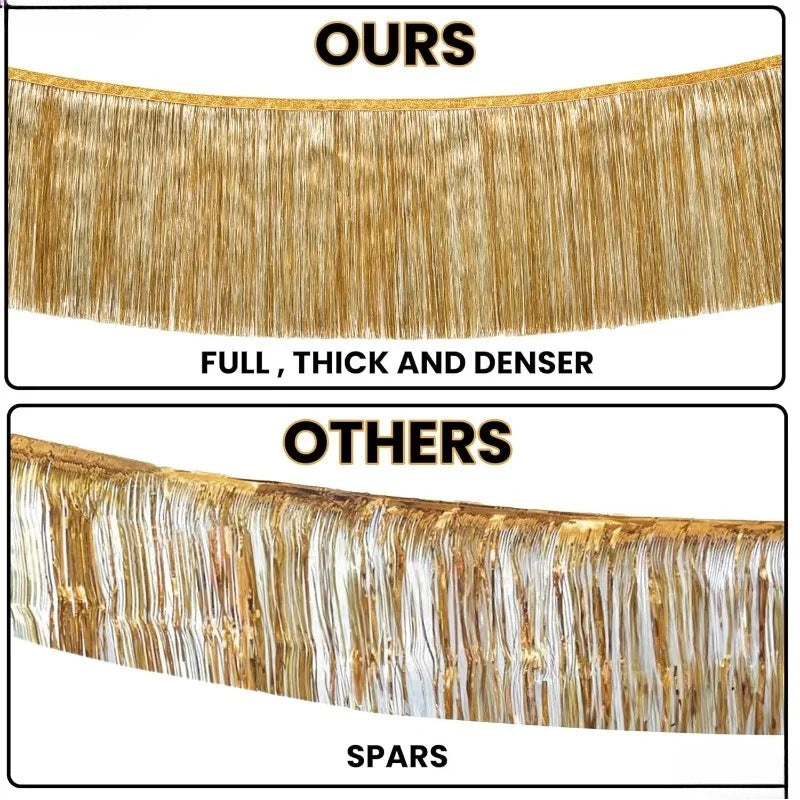 Gold EID Party Decorations Happy Birthday Banners Circle Twinkle Star Garland Metallic Tinsel Banners Hanging Streamer Backdrop