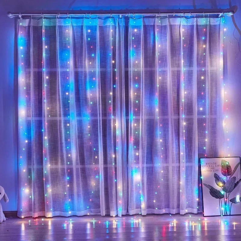 Curtain Lights LED 8 Modes Fairy Light Wedding Valentine's Day USB Plug Curtain Garland Ramadan EID Mubarak Decoration for Home