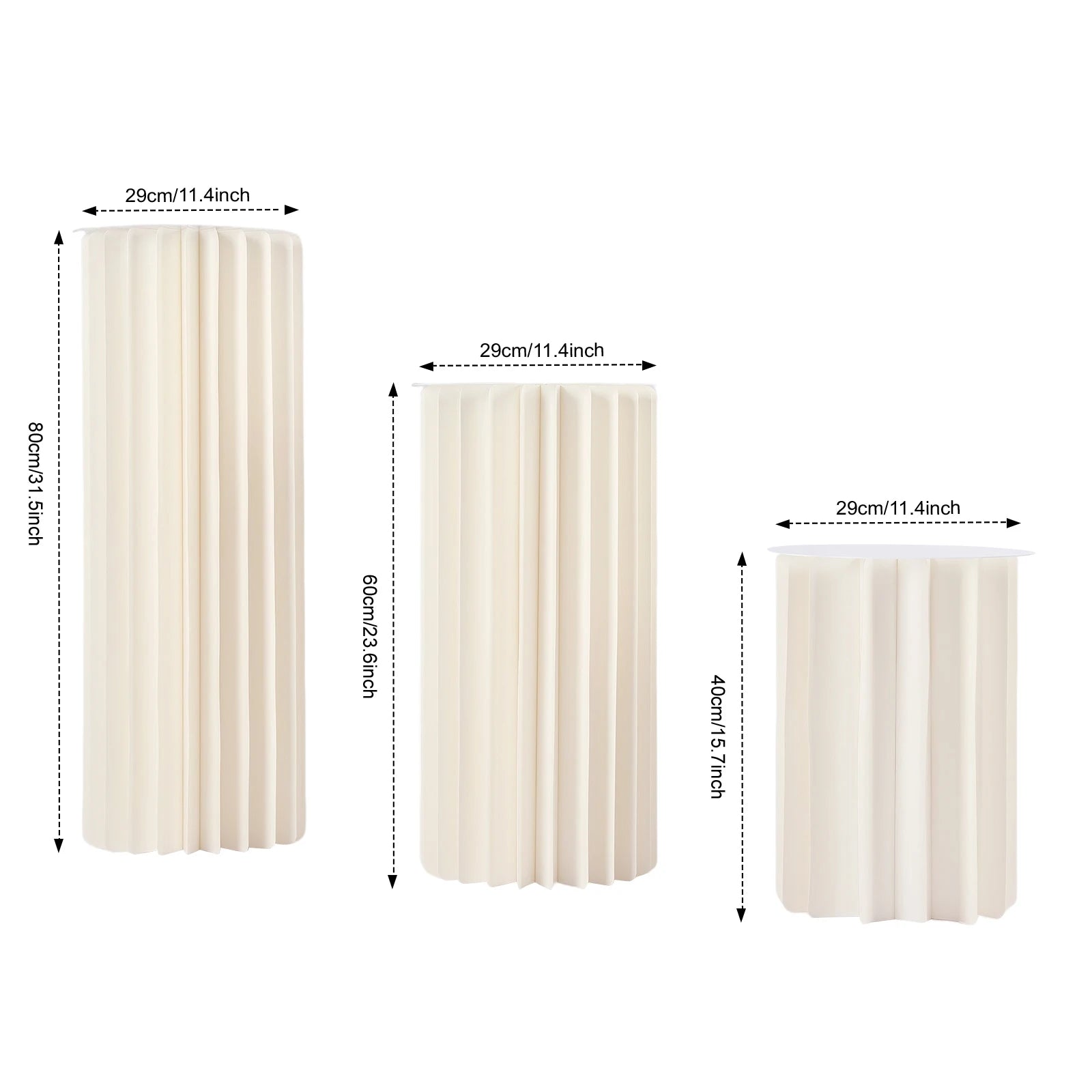 3Pcs Foldable Cardboard Flower Stands Wedding Centerpieces Cardboard Vases Round Pillars Pedestal Cake Stands for Wedding Party