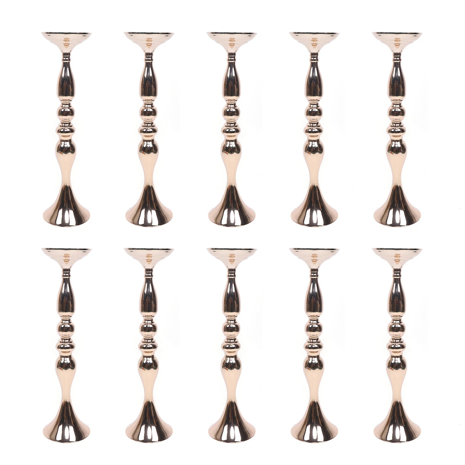10 Pcs 19.5" Tall Gold Candelabra Candle Holder Table Centerpiece Stand Pillar Candlestick Candle Holder Stand for Wedding Party