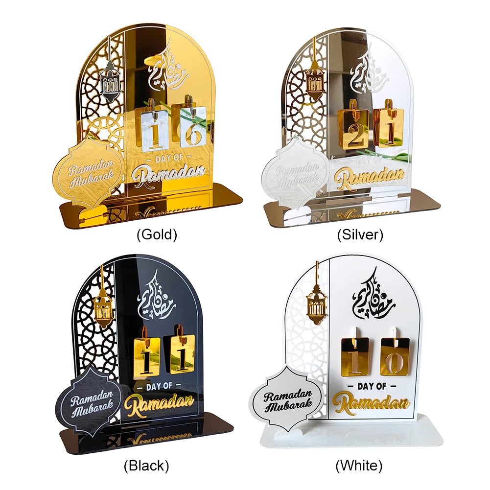 Acrylic Ramadan Advent Calendar Gift for Kids Ramadan Decorations Eid Mubarak Countdown Calendar for Home Decor