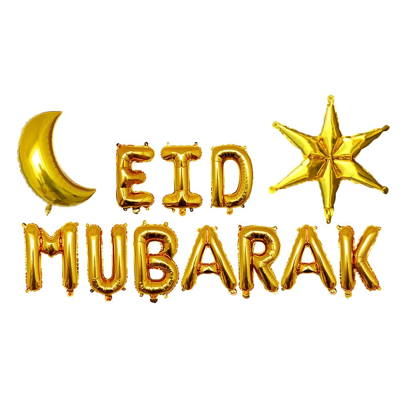 1set Moon Star Balloon Set for Muslim EID Mubarak Festival Home DIY Decoration Ramadan Kareem Kids Birthday Party Ballon Globos
