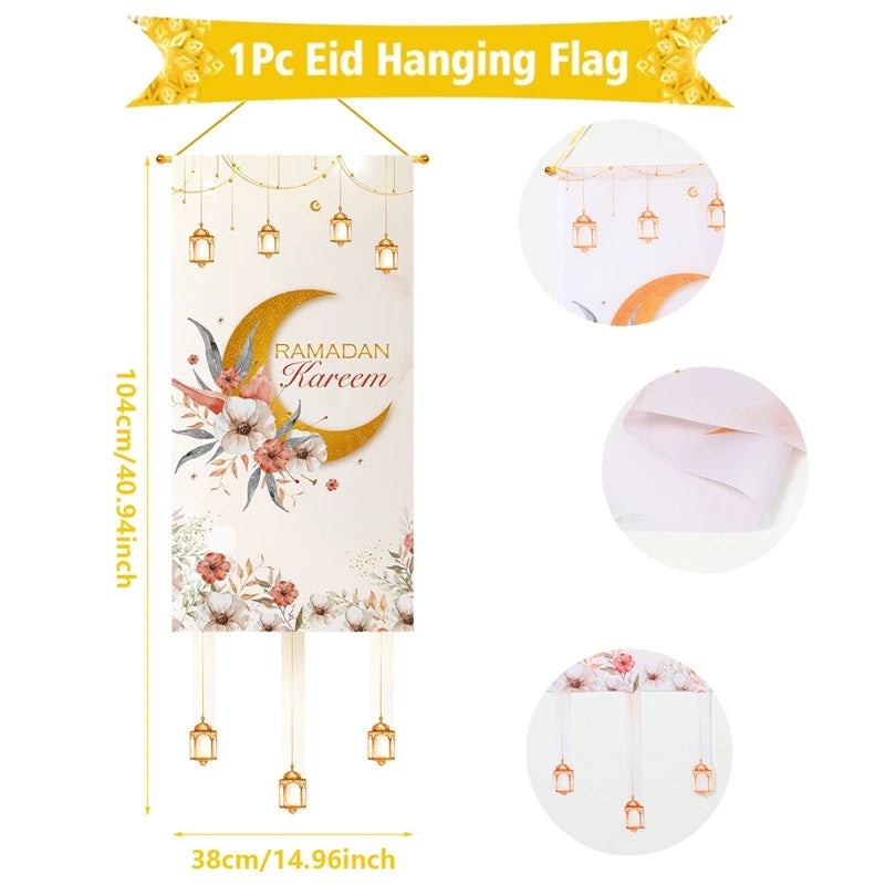 Eid Mubarak Decoration Hanging Flag Eid Mubarak Decor 2025 for Home Islamic Muslim Party Decor Ramadan Kareem Eid Al-Fitr Gift