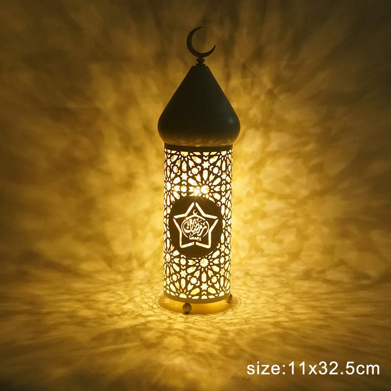 Masjid Lantern Night Light EID Mubarak Decoration for Home Islam Muslim Party Decor Eid Al Adha Ramadan Kareem Mosque LED Lights