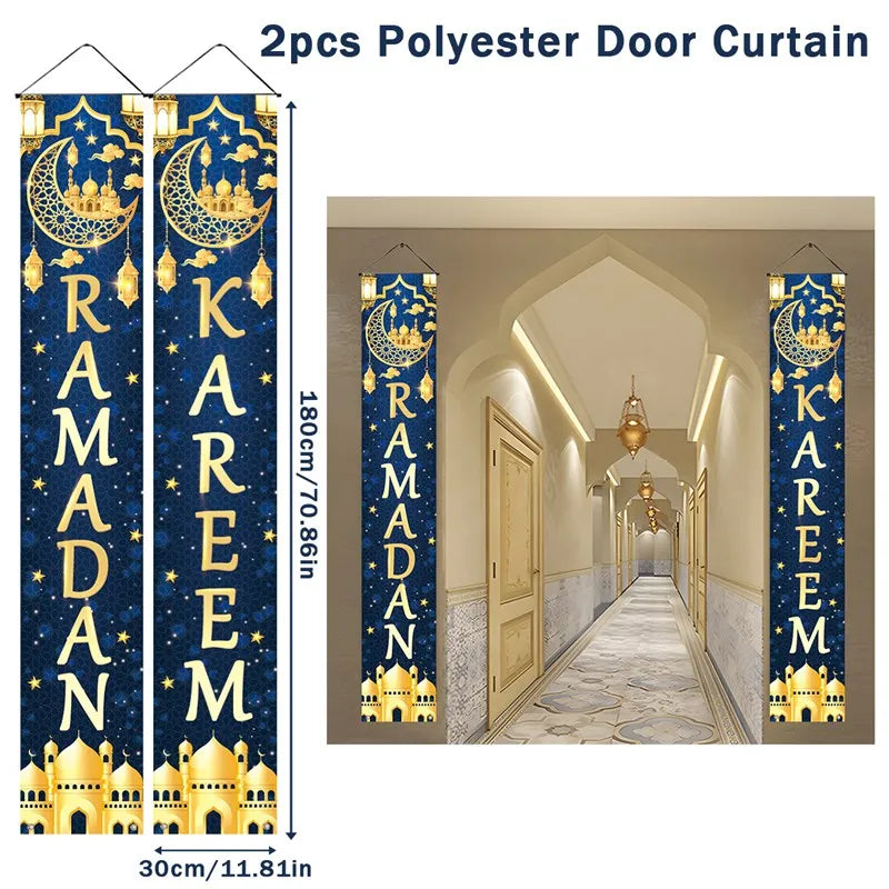Eid Mubarak Door Banner Ramadan Decoration 2025 for Home Mubarak Ramadan Kareem Islamic Muslim Party Decor Eid Al Adha Gifts