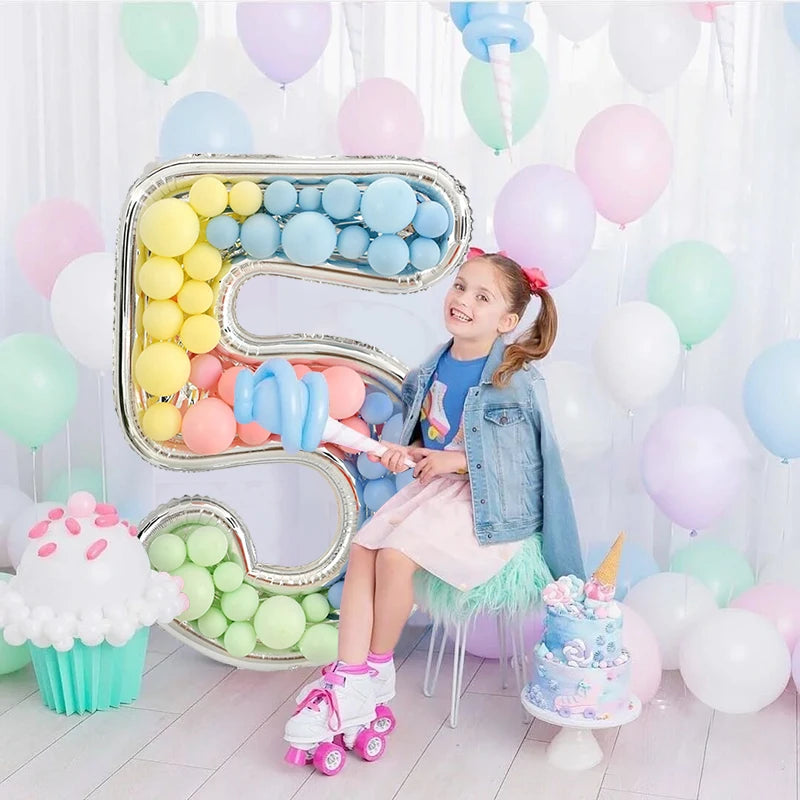 65inch Large Foil Number Balloon DIY Filling Frame 1st 18th Birthday Decoration Balloons Filling Box Wedding Anniversary Decor